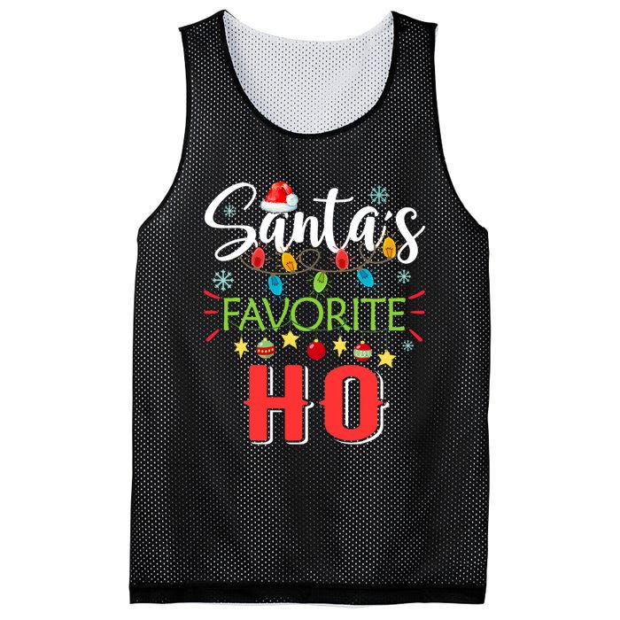 SantaS Favorite Ho Xmas Light Santa Hat Christmas Gift Mesh Reversible Basketball Jersey Tank