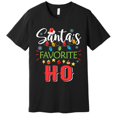 SantaS Favorite Ho Xmas Light Santa Hat Christmas Gift Premium T-Shirt