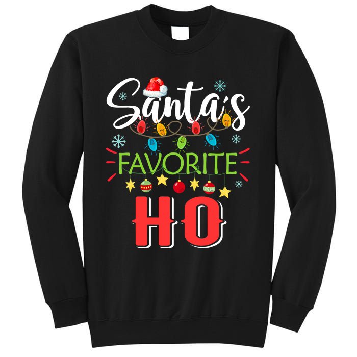 SantaS Favorite Ho Xmas Light Santa Hat Christmas Gift Tall Sweatshirt