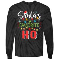 SantaS Favorite Ho Xmas Light Santa Hat Christmas Gift Tie-Dye Long Sleeve Shirt