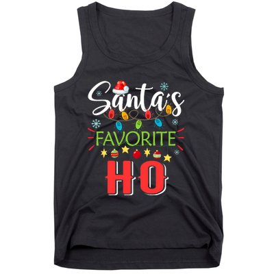 SantaS Favorite Ho Xmas Light Santa Hat Christmas Gift Tank Top