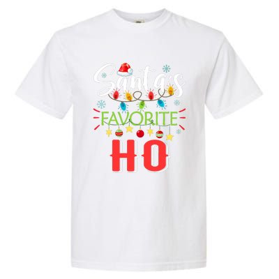 SantaS Favorite Ho Xmas Light Santa Hat Christmas Gift Garment-Dyed Heavyweight T-Shirt