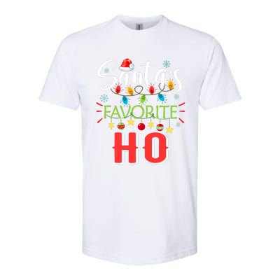 SantaS Favorite Ho Xmas Light Santa Hat Christmas Gift Softstyle CVC T-Shirt