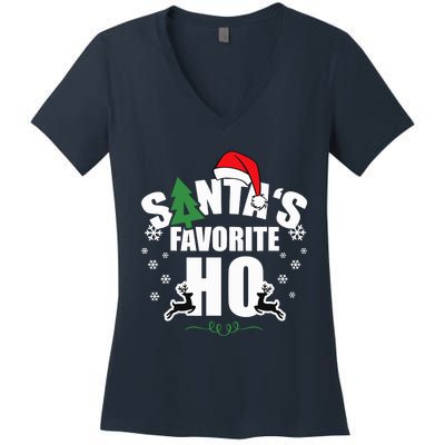 SantaS Favorite Ho Christmas Funny Saying Women's V-Neck T-Shirt