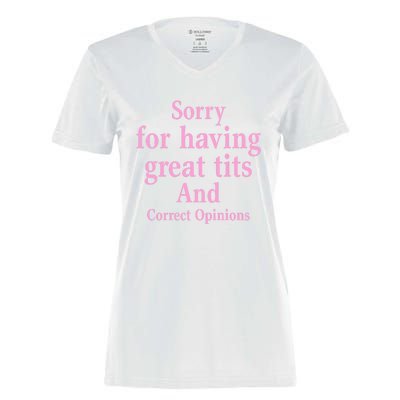 Sorry For Having Great Tits And Correct Opinions Cute Funny Women's Momentum V-Neck T-Shirt