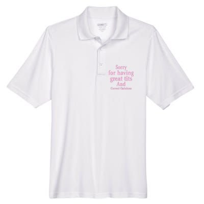 Sorry For Having Great Tits And Correct Opinions Cute Funny Men's Origin Performance Pique Polo