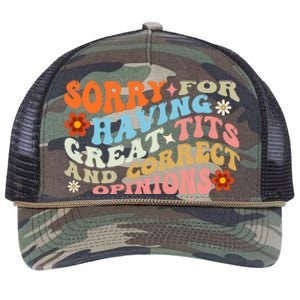 Sorry For Having Great Tits And Correct Opinions Cute Funny Retro Rope Trucker Hat Cap