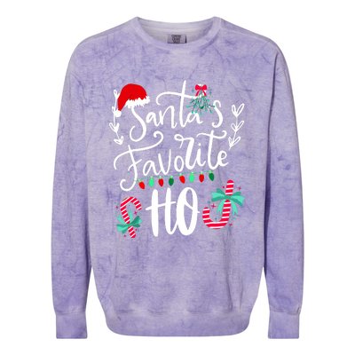 Santas Favorite Ho Funny Christmas Santa Hat Xmas Pajamas Colorblast Crewneck Sweatshirt