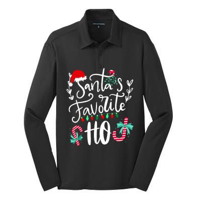 Santas Favorite Ho Funny Christmas Santa Hat Xmas Pajamas Silk Touch Performance Long Sleeve Polo