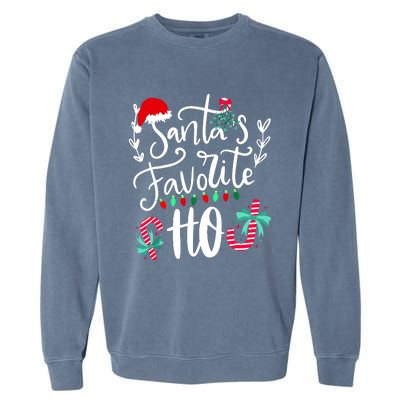 Santas Favorite Ho Funny Christmas Santa Hat Xmas Pajamas Garment-Dyed Sweatshirt