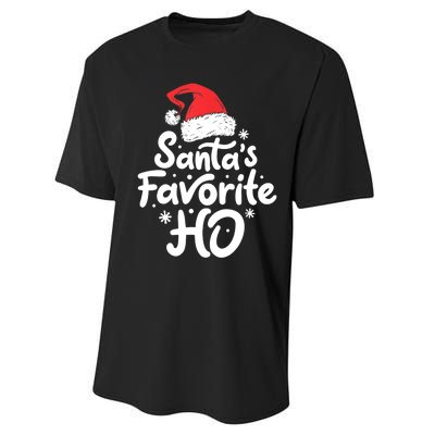 Santa's Favorite Ho Funny Christmas Women Xmas Santa Hat TShirt Performance Sprint T-Shirt