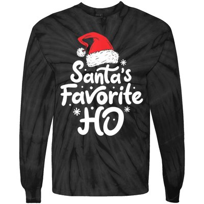 Santa's Favorite Ho Funny Christmas Women Xmas Santa Hat TShirt Tie-Dye Long Sleeve Shirt