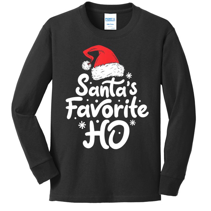 Santa's Favorite Ho Funny Christmas Women Xmas Santa Hat TShirt Kids Long Sleeve Shirt