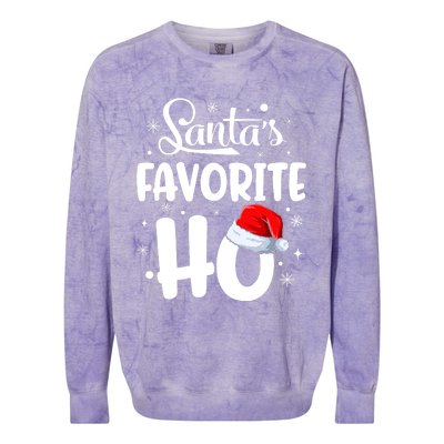 SantaS Favorite Ho Funny Merry Christmas Xmas Family Matching Pjs Colorblast Crewneck Sweatshirt