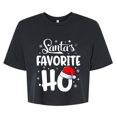 SantaS Favorite Ho Funny Merry Christmas Xmas Family Matching Pjs Bella+Canvas Jersey Crop Tee