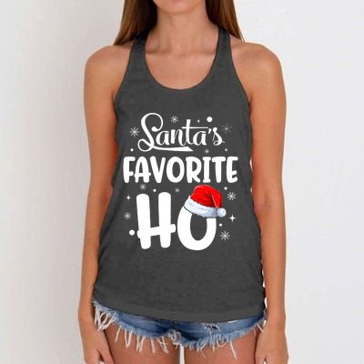 SantaS Favorite Ho Funny Merry Christmas Xmas Family Matching Pjs Women's Knotted Racerback Tank