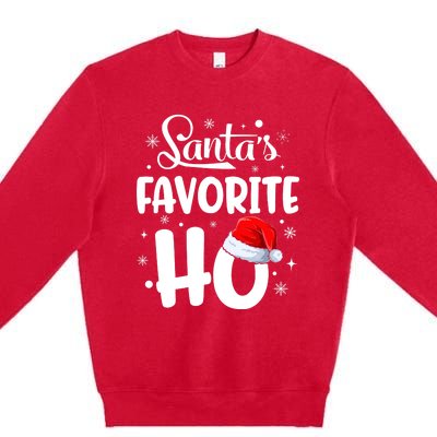 SantaS Favorite Ho Funny Merry Christmas Xmas Family Matching Pjs Premium Crewneck Sweatshirt