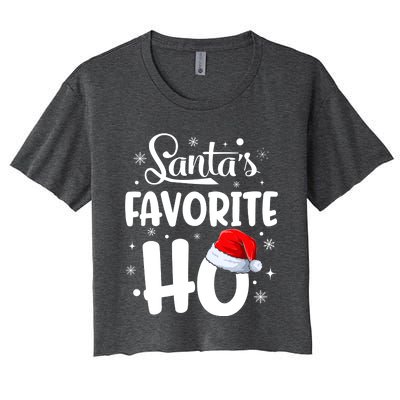 SantaS Favorite Ho Funny Merry Christmas Xmas Family Matching Pjs Women's Crop Top Tee