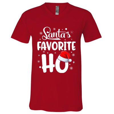 SantaS Favorite Ho Funny Merry Christmas Xmas Family Matching Pjs V-Neck T-Shirt