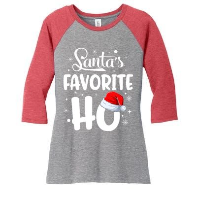 SantaS Favorite Ho Funny Merry Christmas Xmas Family Matching Pjs Women's Tri-Blend 3/4-Sleeve Raglan Shirt