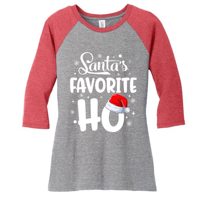 SantaS Favorite Ho Funny Merry Christmas Xmas Family Matching Pjs Women's Tri-Blend 3/4-Sleeve Raglan Shirt