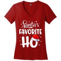 SantaS Favorite Ho Funny Merry Christmas Xmas Family Matching Pjs Women's V-Neck T-Shirt