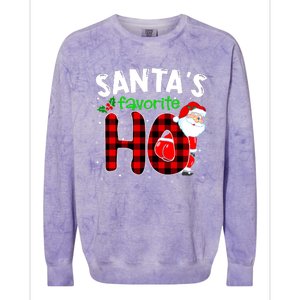 SantaS Favorite Ho Funny Merry Christmas Xmas Pjs Matching Colorblast Crewneck Sweatshirt