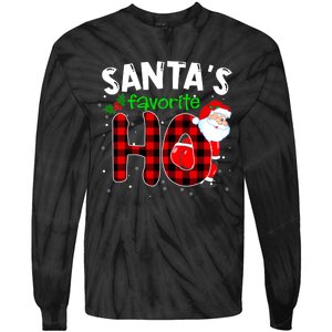 SantaS Favorite Ho Funny Merry Christmas Xmas Pjs Matching Tie-Dye Long Sleeve Shirt