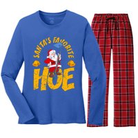 Santa's Favorite Hoe Adult Humor Santa's Favorite Ho Xmas Cute Gift Women's Long Sleeve Flannel Pajama Set 