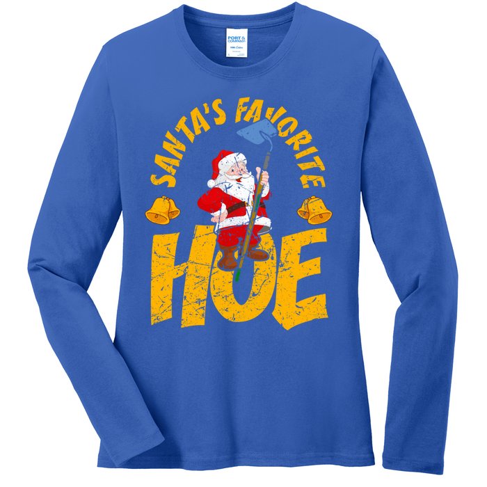 Santa's Favorite Hoe Adult Humor Santa's Favorite Ho Xmas Cute Gift Ladies Long Sleeve Shirt