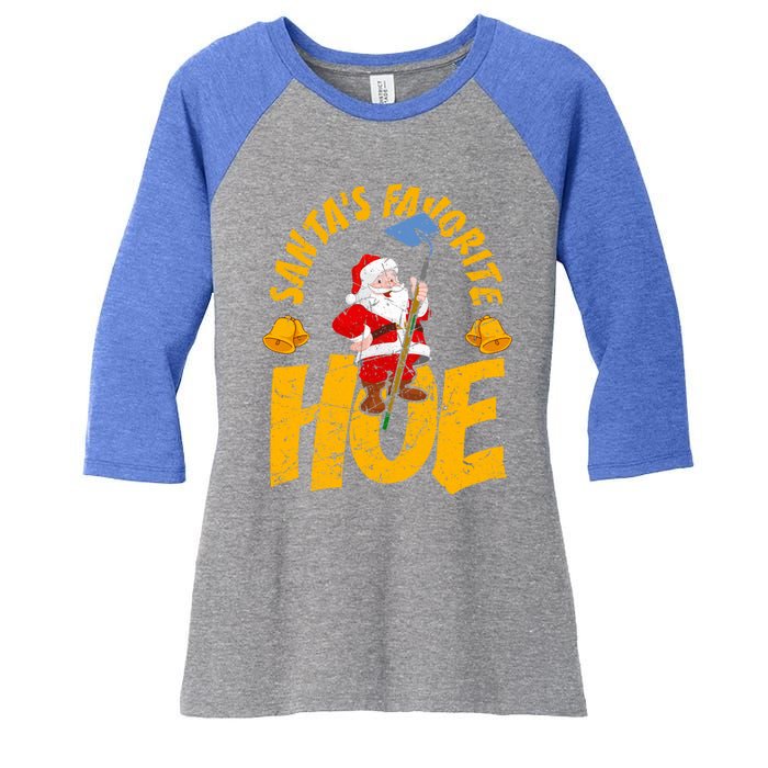 Santa's Favorite Hoe Adult Humor Santa's Favorite Ho Xmas Cute Gift Women's Tri-Blend 3/4-Sleeve Raglan Shirt