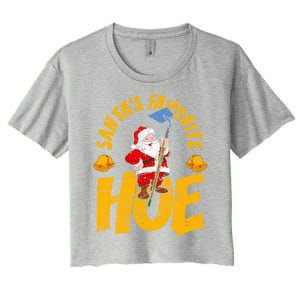 Santa's Favorite Hoe Adult Humor Santa's Favorite Ho Xmas Cute Gift Women's Crop Top Tee