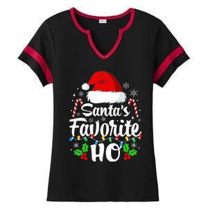 Santas Favorite HoS Xmas Funny Christmas Family Matching Pjs Ladies Halftime Notch Neck Tee