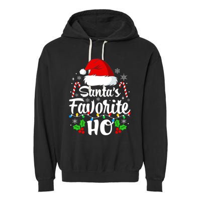 Santas Favorite HoS Xmas Funny Christmas Family Matching Pjs Garment-Dyed Fleece Hoodie