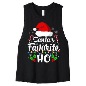 Santas Favorite HoS Xmas Funny Christmas Family Matching Pjs Women's Racerback Cropped Tank