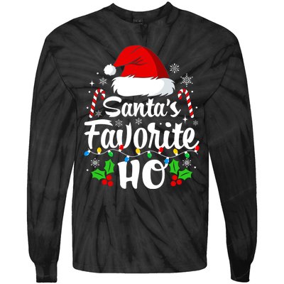 Santas Favorite HoS Xmas Funny Christmas Family Matching Pjs Tie-Dye Long Sleeve Shirt