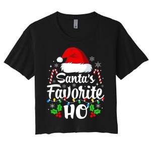 Santas Favorite HoS Xmas Funny Christmas Family Matching Pjs Women's Crop Top Tee