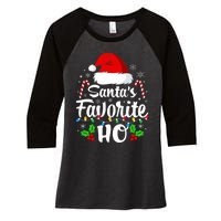 Santas Favorite HoS Xmas Funny Christmas Family Matching Pjs Women's Tri-Blend 3/4-Sleeve Raglan Shirt