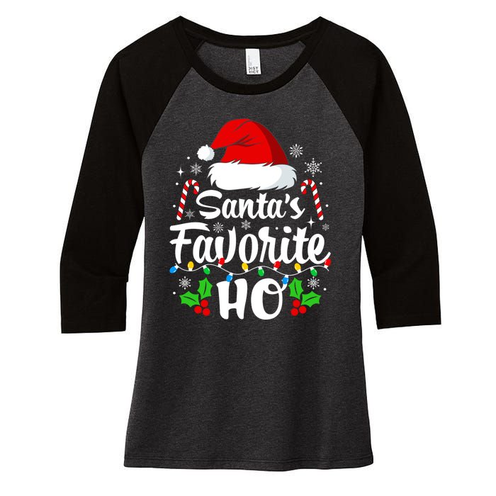 Santas Favorite HoS Xmas Funny Christmas Family Matching Pjs Women's Tri-Blend 3/4-Sleeve Raglan Shirt