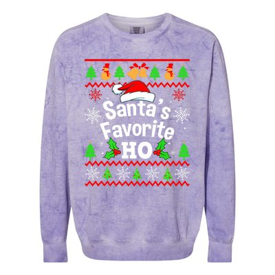 SantaS Favorite HoS Ugly Christmas Sweater Family Matching Colorblast Crewneck Sweatshirt