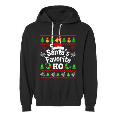 SantaS Favorite HoS Ugly Christmas Sweater Family Matching Garment-Dyed Fleece Hoodie