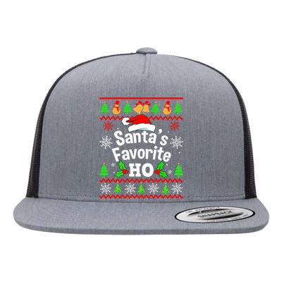 SantaS Favorite HoS Ugly Christmas Sweater Family Matching Flat Bill Trucker Hat