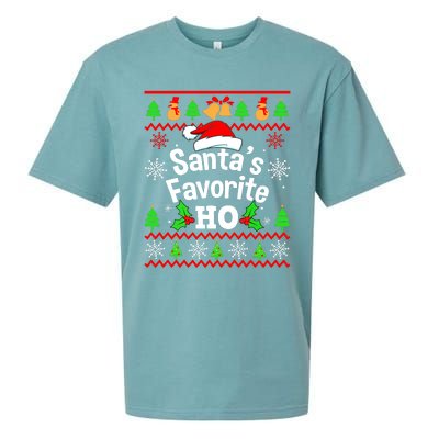 SantaS Favorite HoS Ugly Christmas Sweater Family Matching Sueded Cloud Jersey T-Shirt