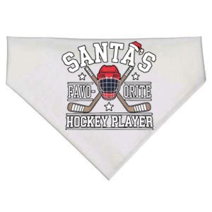 Santa’S Favorite Hockey Player Ice Hockey Christmas Gift USA-Made Doggie Bandana