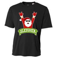 Sleigher Funny Heavy Metal Music Santa Christmas Cooling Performance Crew T-Shirt