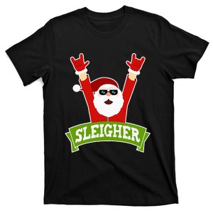 Sleigher Funny Heavy Metal Music Santa Christmas T-Shirt