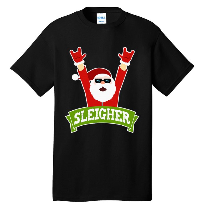 Sleigher Funny Heavy Metal Music Santa Christmas Tall T-Shirt