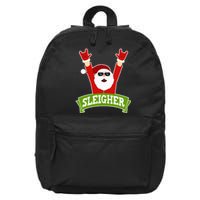 Sleigher Funny Heavy Metal Music Santa Christmas 16 in Basic Backpack