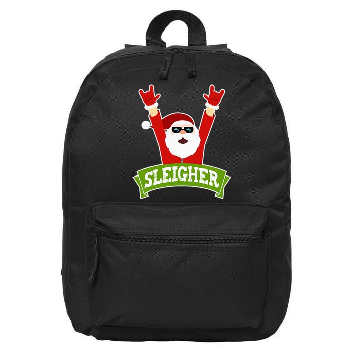 Sleigher Funny Heavy Metal Music Santa Christmas 16 in Basic Backpack