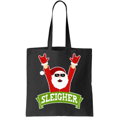 Sleigher Funny Heavy Metal Music Santa Christmas Tote Bag